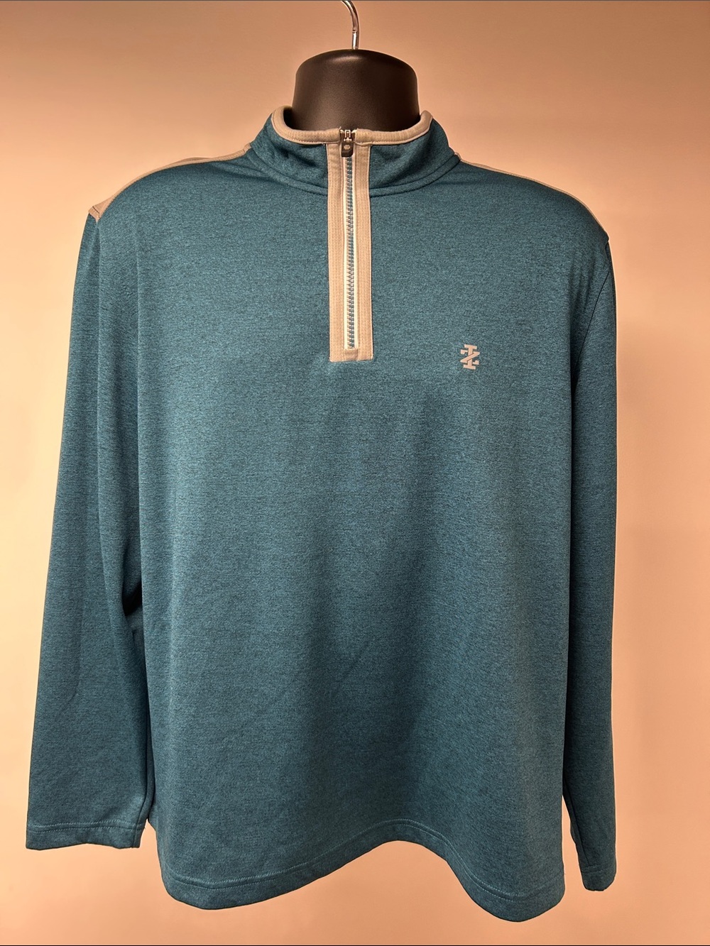 IZOD Golf Men's Large 1/4 Zip Pullover Top Blue Heather Stretch Performance